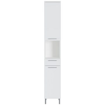 Lomadox Hochschrank AMASYA-01 Badezimmer Schrank weiß modern hoch B/H/T ca. 30/190/35 cm