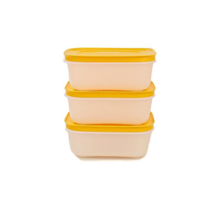 Tupperware Frischhaltedose Eis-Kristall 450 ml weiß-orange (3) + SPÜLTUCH