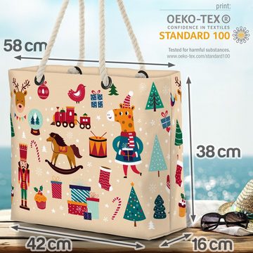 VOID Strandtasche (1-tlg), Weihnachtsgeschenke 1 Beach Bag Weihnachten Geschenke Nikolaus Rentier Winter C