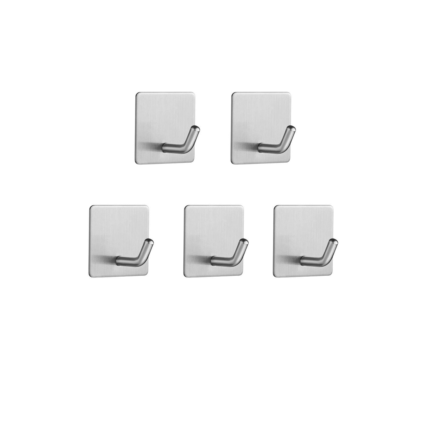 TECBULL Handtuchhaken Klebehaken aus Edelstahl, Wandhaken selbstklebend, V2, (5-St)