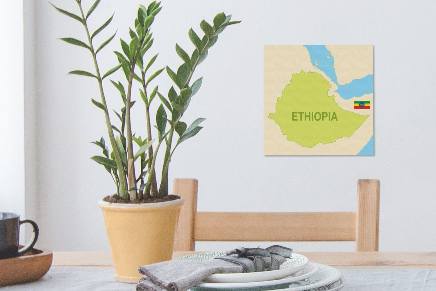 OneMillionCanvasses® Leinwandbild Illustration Äthiopien von Bilder (1 in Grün, für Wohnzimmer St), Leinwand Schlafzimmer