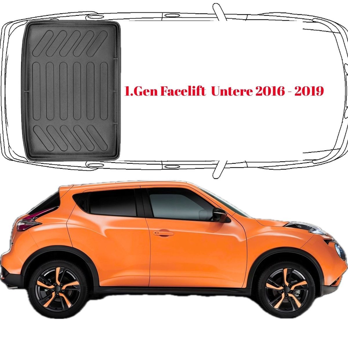 Trimak Auto-Fußmatte Oder Kofferraumwanne Oder Set für Nissan Juke, Nissan Juke 1. Gen. Facelift 2015–2019 Untere Kofferraummatte TPE