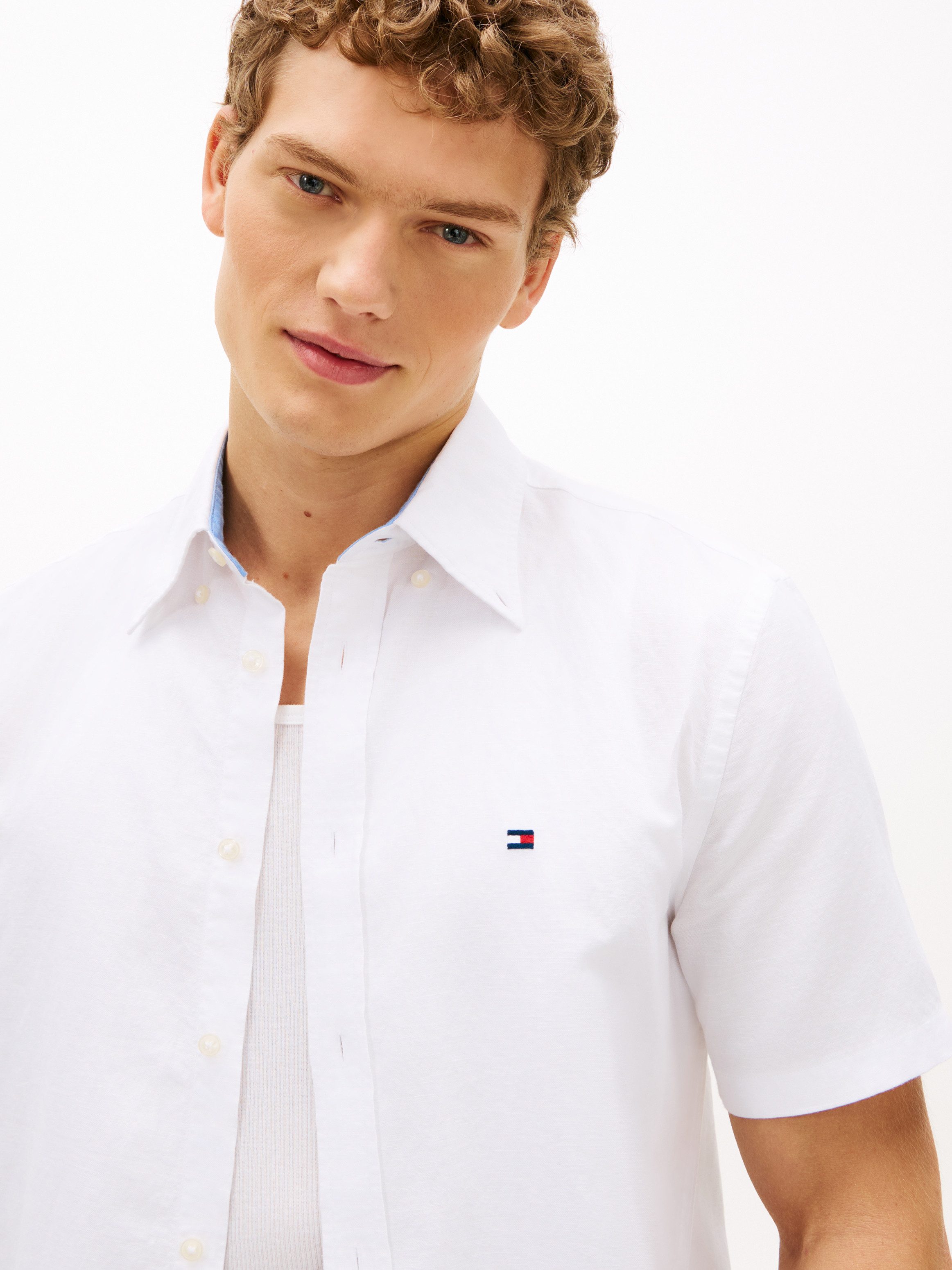 Tommy Hilfiger Kurzarmhemd LINEN BLEND SOLID