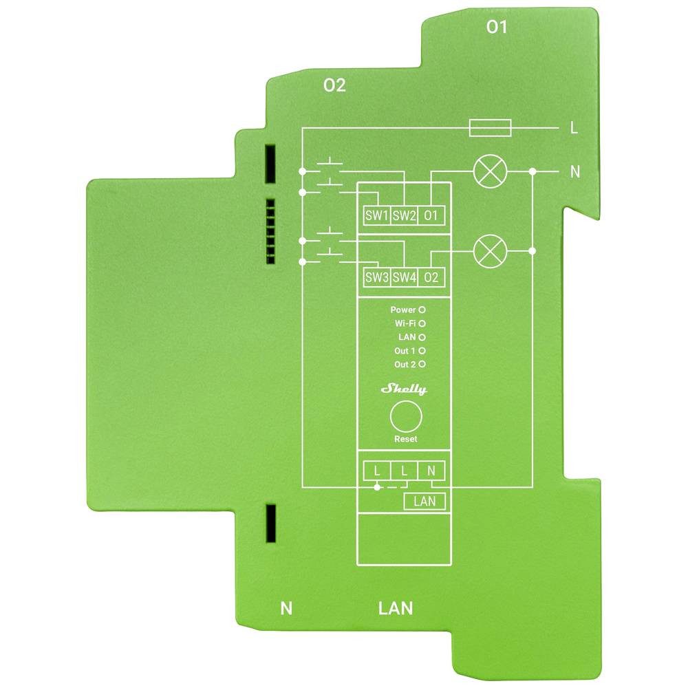 Shelly Dimmer für LEDs & Glühbirnen 2 Kanäle Messfunktion WLAN LAN Smart-Home-Zubehör, mit Messfunktion, mit Dimmfunktion