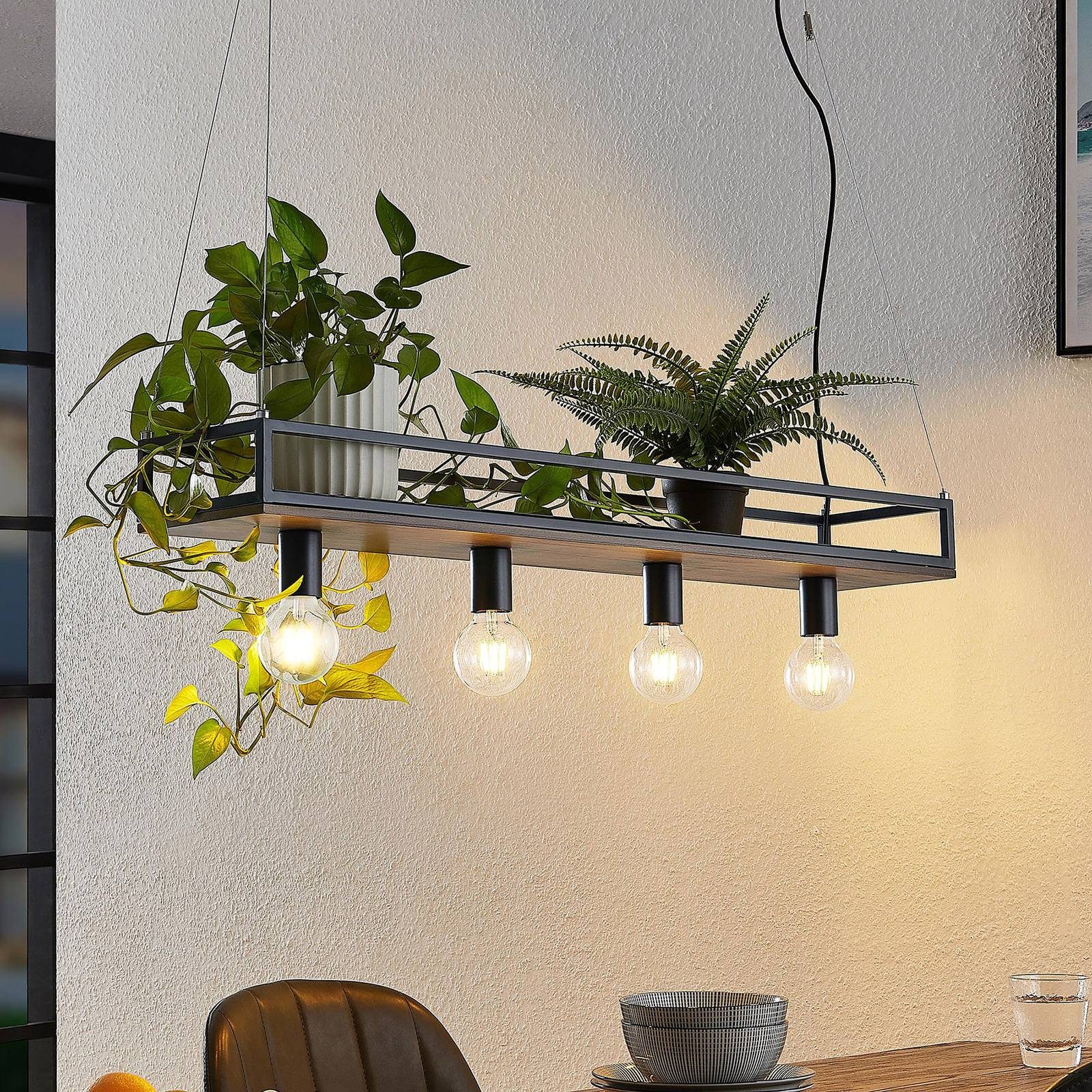 Lindby Hängeleuchte Kirista, Metall, Schwarz IP20, 4 x 15 W LED