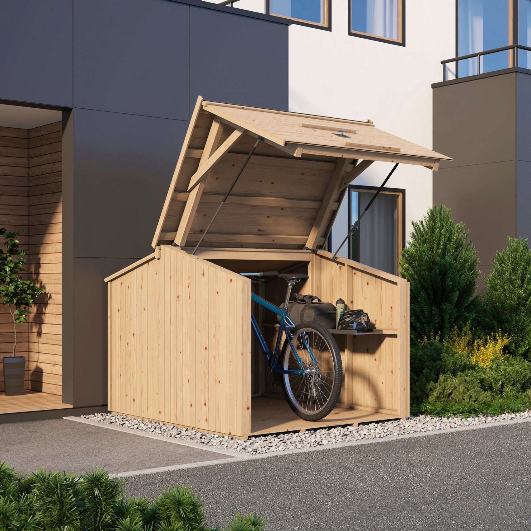 Nordic Holz Fahrradbox »Bikebox«, für 3 Fahrräder, BxTxH 153x204x146