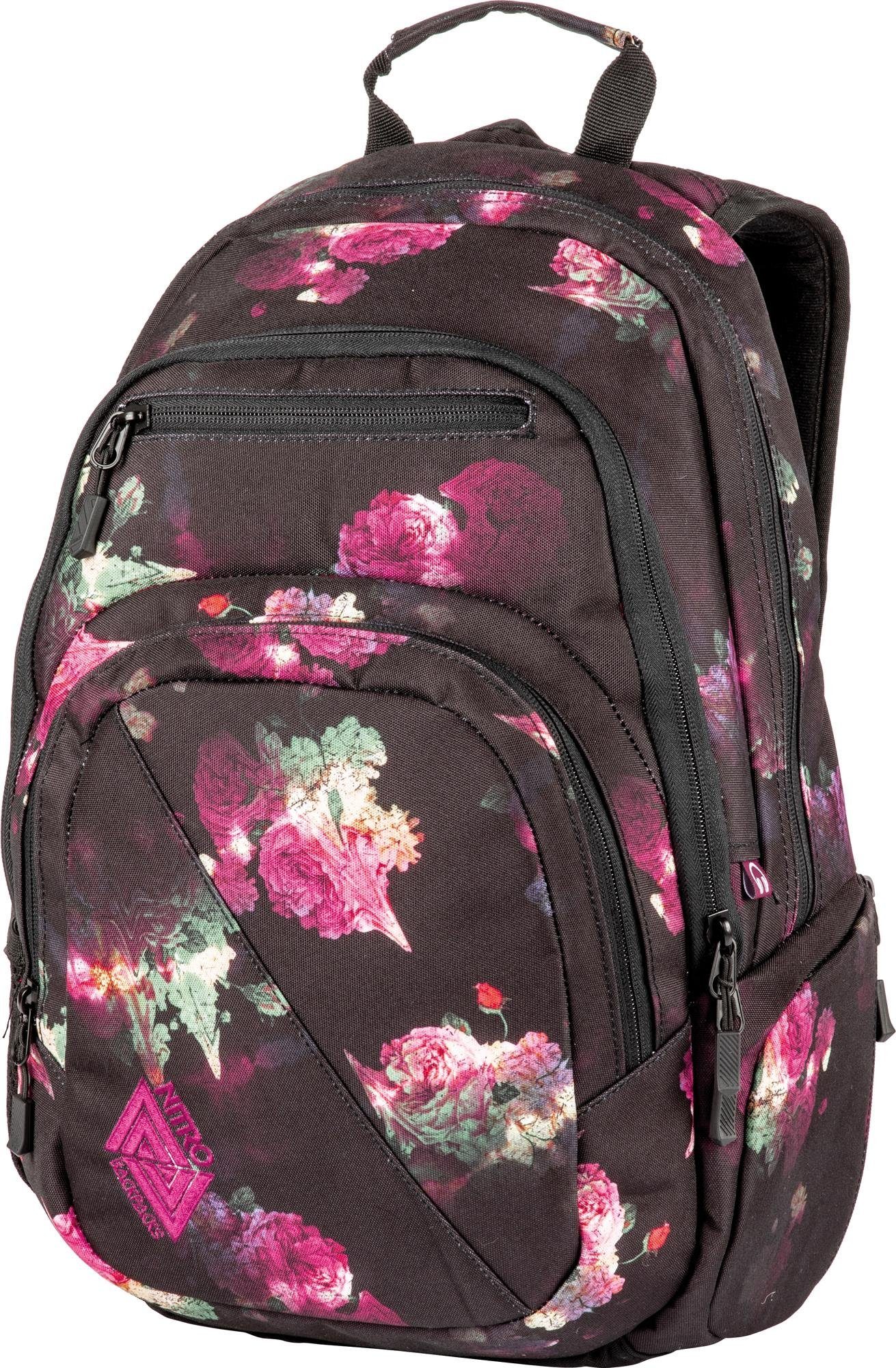 NITRO Schulrucksack Stash 29, Alltagsrucksack, Rucksack für Freizeit, Schule, Arbeit und Reise black rose