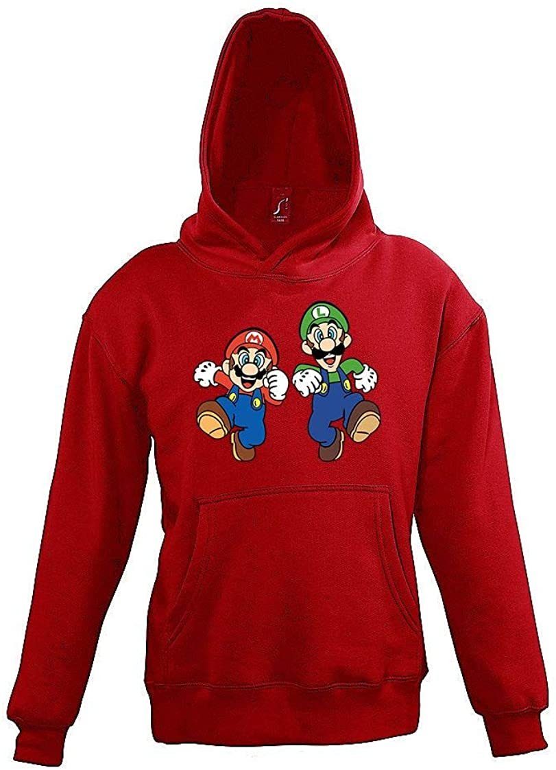 Print Hoodie Rot & Kapuzenpullover Youth Kinder Kapuzenpullover Pullover Designz mit modischem Luigi Mario