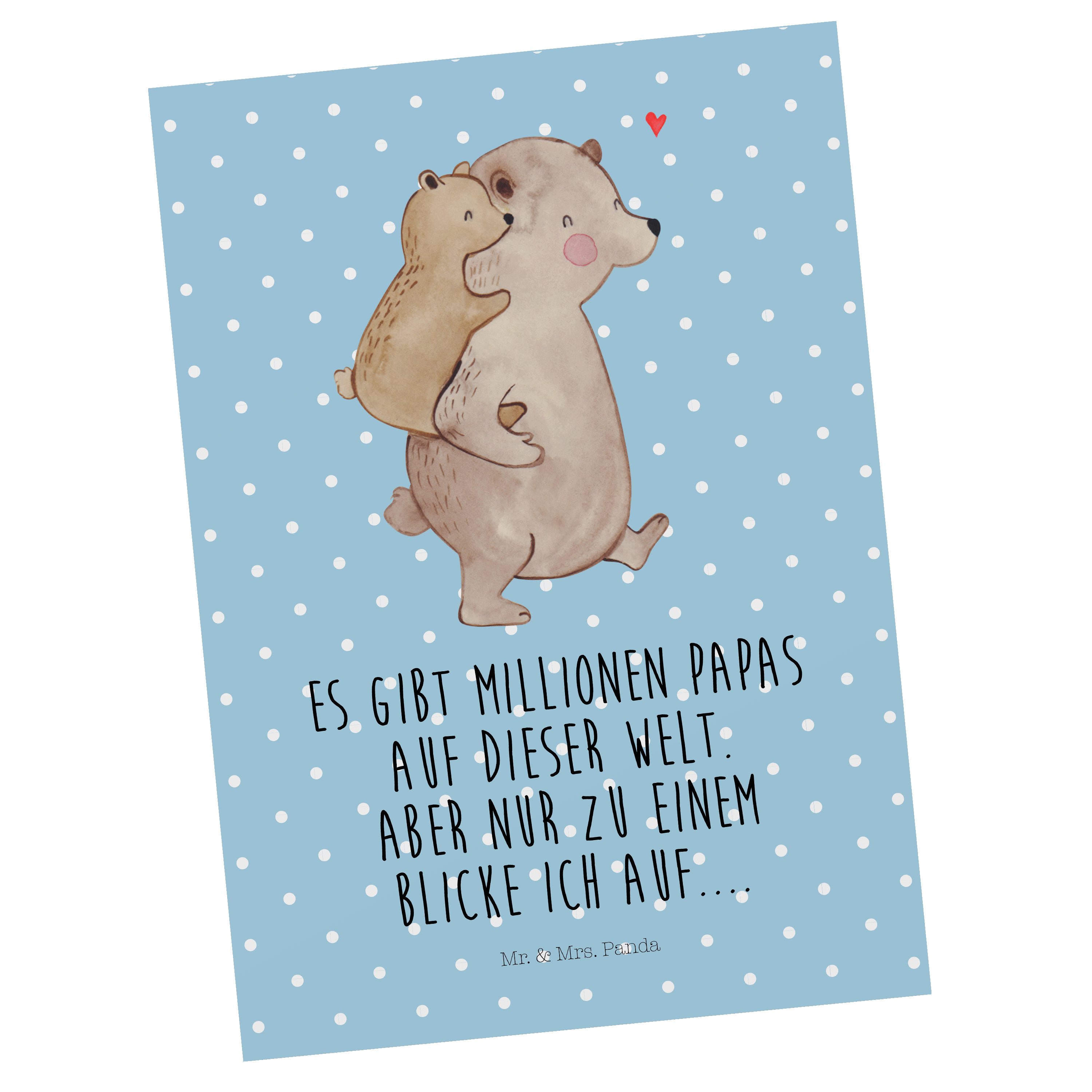 Mr. & Mrs. Panda Postkarte Papa Bär - Blau Pastell - Geschenk, Einladungskarte, bester Vater, On