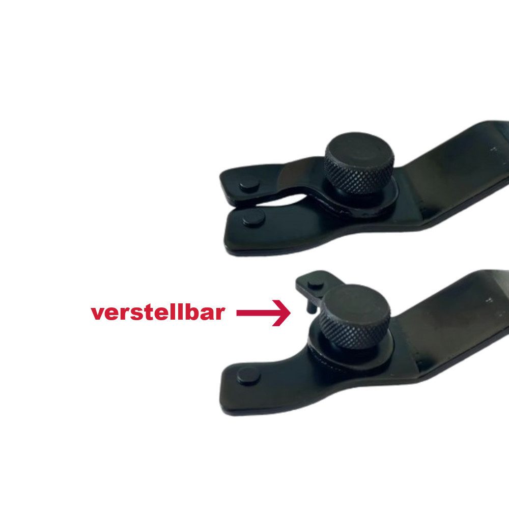 Trade-Shop Zweilochschlüssel Stirnlochschlüssel verstellbar 10mm - 40mm für Flex Winkelschleifer (1 St), Länge: ca. 190mm / mit rutschfestem, gummiertem Griff