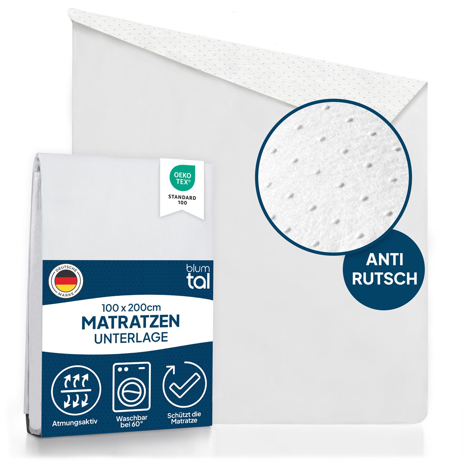Matratzenschoner Lattenrost Auflage Oeko-TEX zertifizierter Lattenrost Matratzenschoner Blumtal, mit Anti-Rutsch-Schicht
