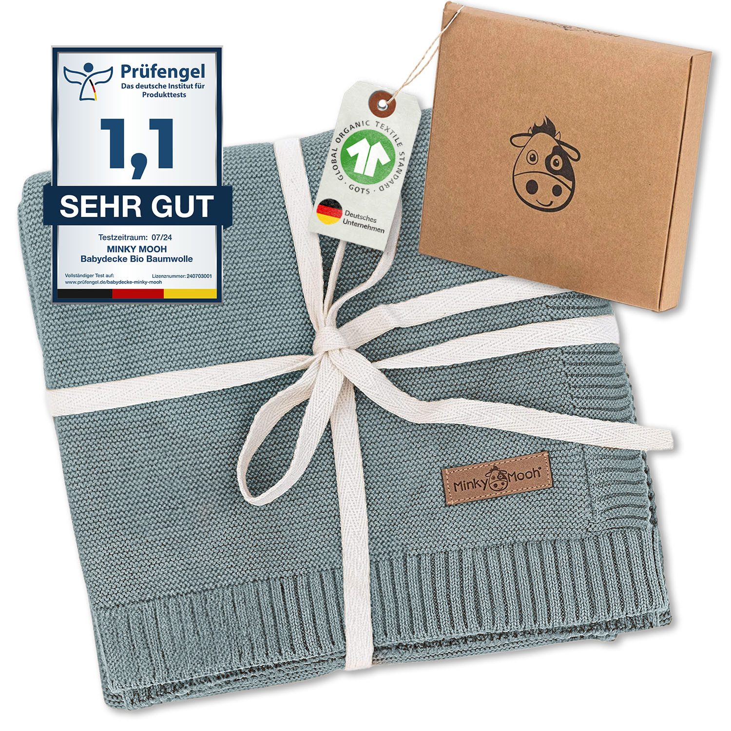 Babydecke Bio Baumwolle 94x72 cm, GOTS & Oeko-Tex 100, Strickdecke Babys, M günstig online kaufen