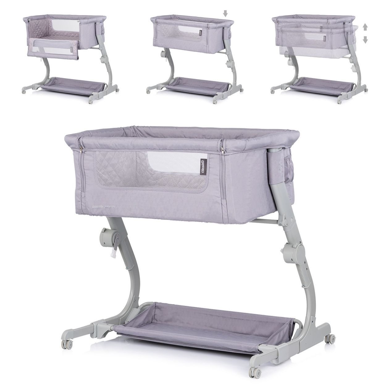 Chipolino Komplettbett Beistellbett Eleganza Matratze, höhenverstellbar klappbar Räder Tasche