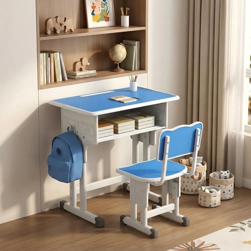 BBG Kinderschreibtisch Höhenverstellbares Kinder Schreibtisch Set mit Stuhl (Ergonomischer Lerntisch 60x40 cm, 4-Stufen Höhenverstellung, Ein Tisch, ein Stuhl), Anti-Rutsch Füße, Schulmöbel für Kinder ab 3 Jahren