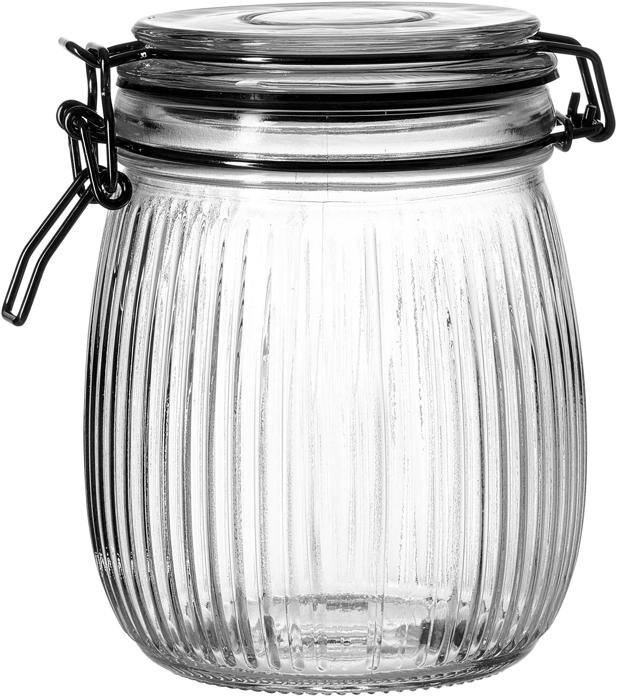 Ritzenhoff & Breker Vorratsglas Vorratsglas Runa mit Bügelverschluss 750 ml klar, Glas, Retro Design mit schwarzem Drahtbügel und Dichtungsring