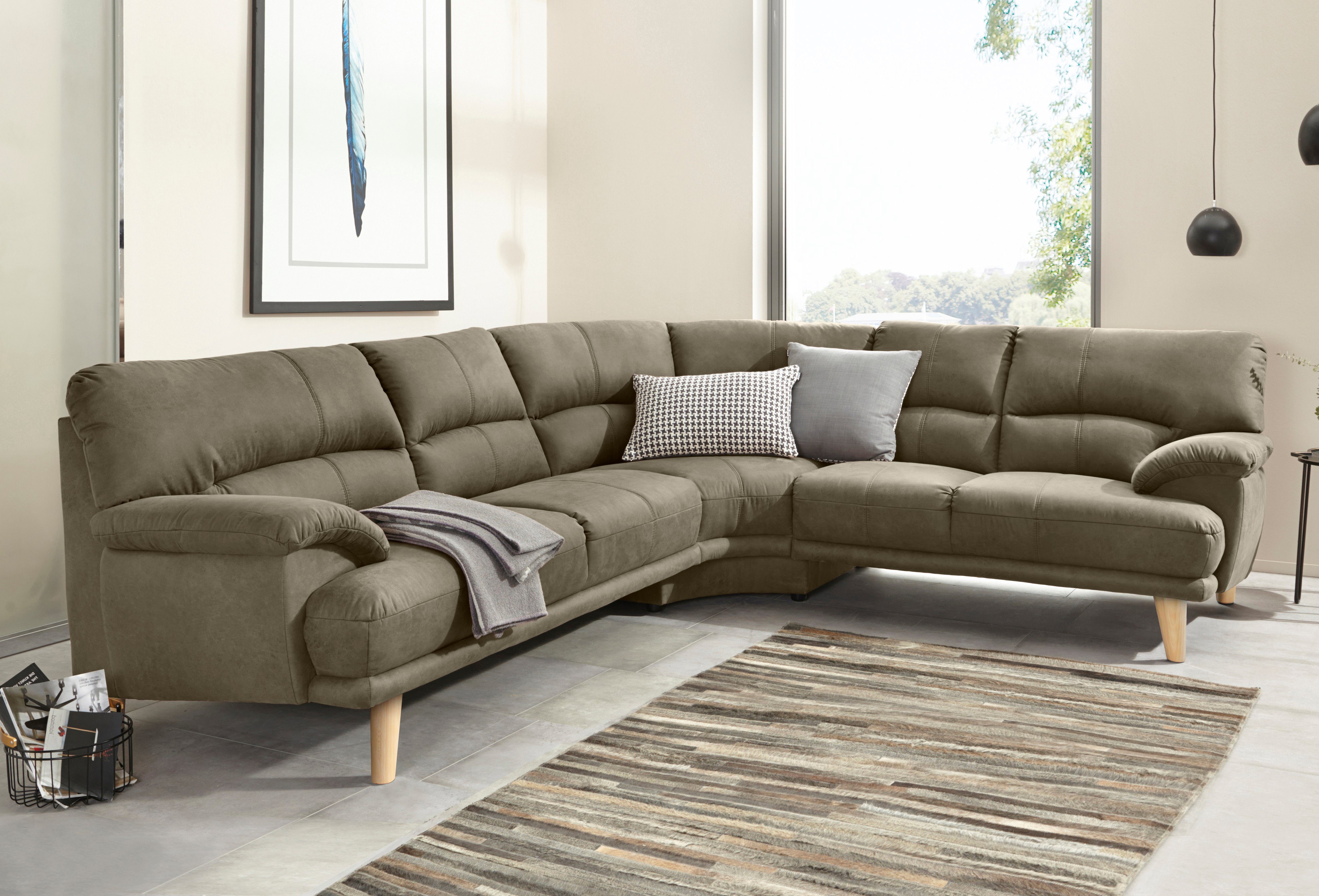 TRENDMANUFAKTUR Polsterecke Cecilia, italienisches Designsprache, modern und komfortabel, L-Form, toller Sitzkomfort und bequeme Armlehnen