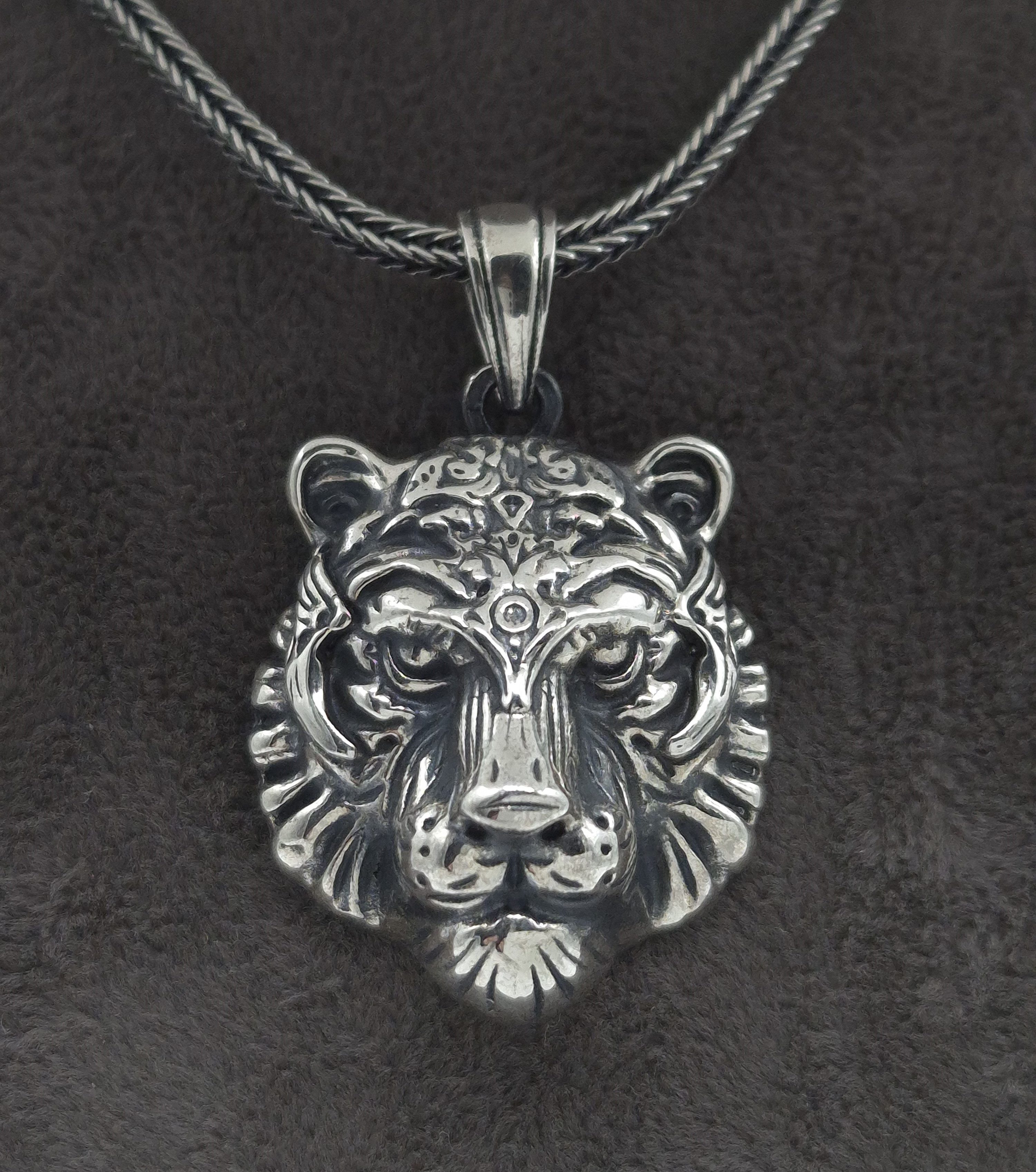 NAHLE Kette mit Anhänger Silber Tiger mit Silber Fuchsschwanz Kette 55cm 65 günstig online kaufen