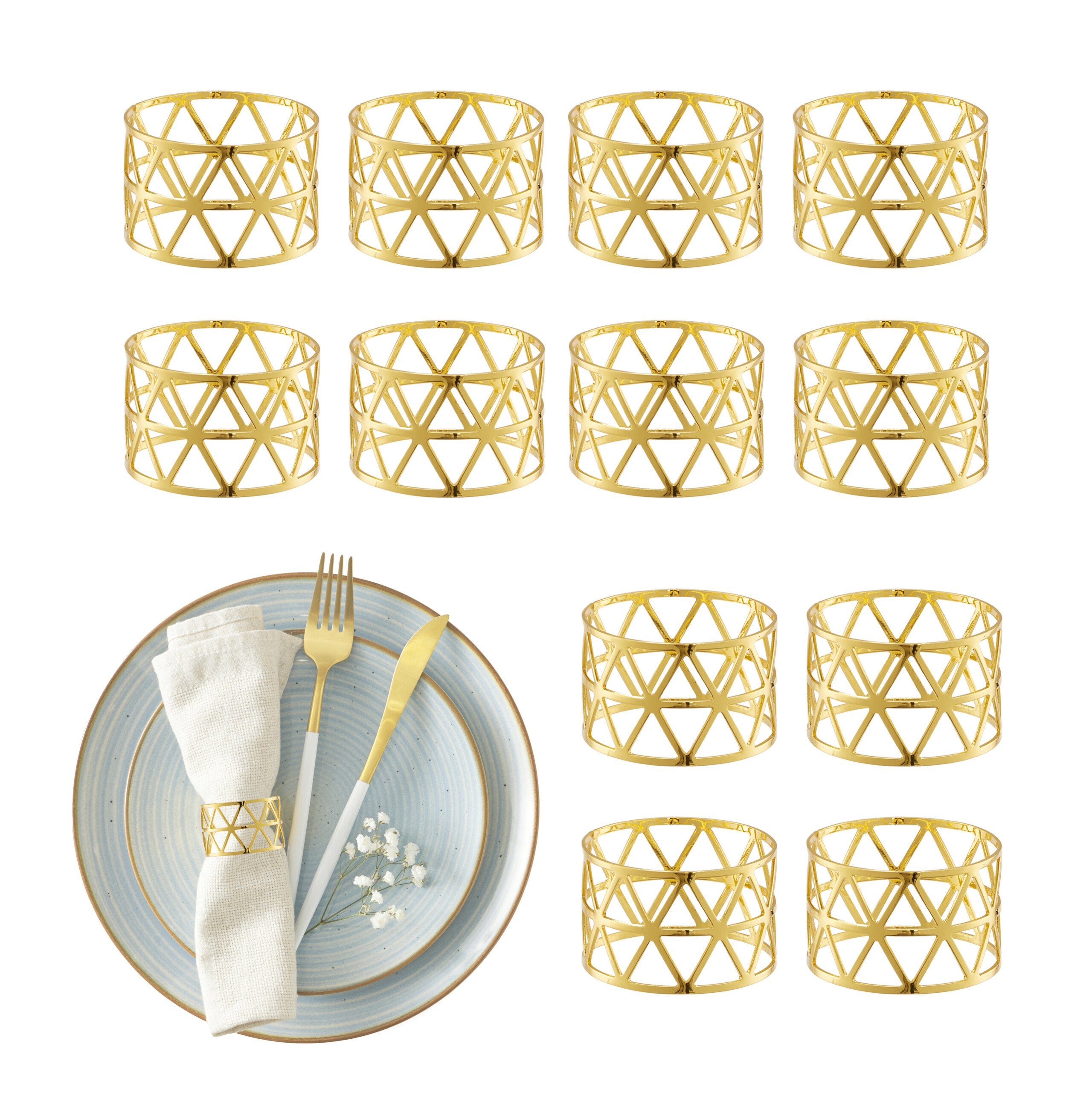 relaxdays Serviettenring Serviettenringe im 12er Set, Eisen, (12-tlg), gold
