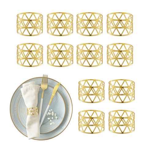 relaxdays Serviettenring Serviettenringe im 12er Set, Eisen, Gold