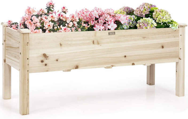KOMFOTTEU Hochbett Pflanzenübel mit Ablage, 120 × 43,5 × 51 cm