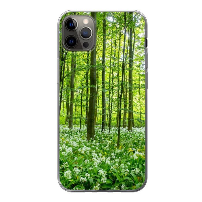 MuchoWow Handyhülle Wald - Bäume - Grün Handyhülle Apple iPhone 13 Pro Max Smartphone-Bumper Print Handy