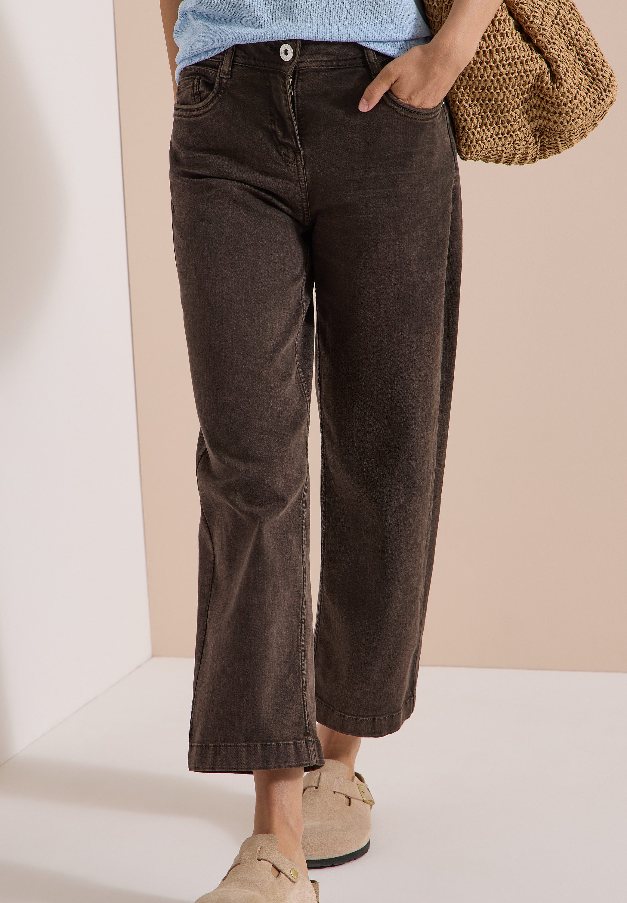 CECIL Loose-fit-Jeans Style Neele 7/8-Jeans, High Waist, Wide Leg, colored Denim