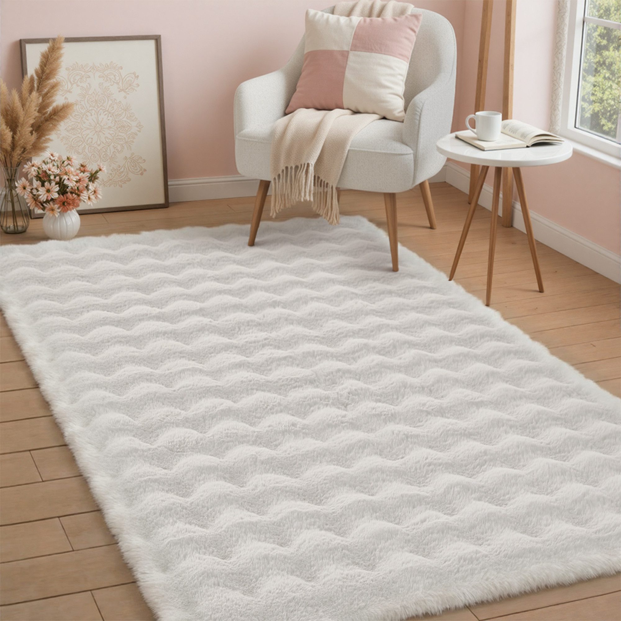 PURECOZY Hochflor-Teppich aus Mikrofaser, weich, rutschfest & maschinenwaschbar, Rechteckig, Höhe: 23 mm, geeignet für verschiedene Innenräume