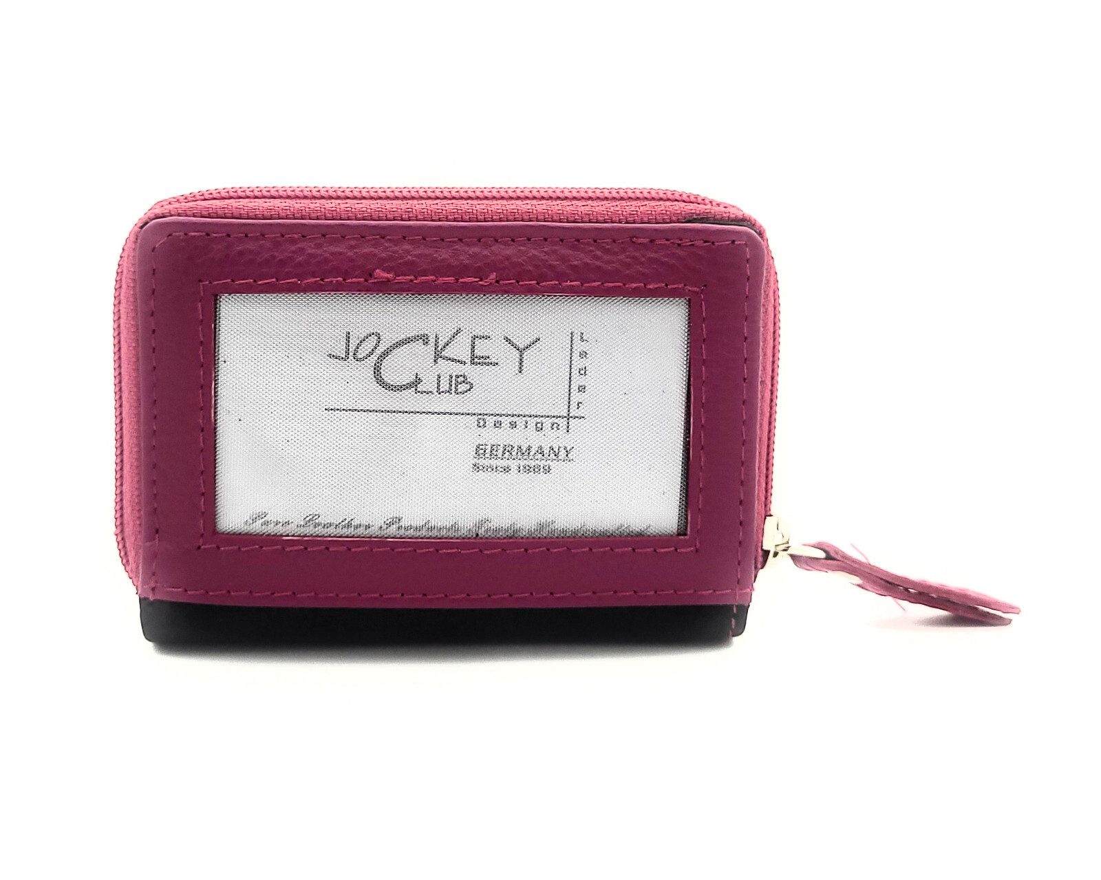 JOCKEY CLUB Mini Geldbörse kleines echt Leder Portemonnaie mit Pferde Stickerei