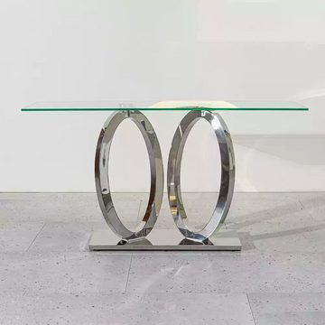 JVmoebel Konsolentisch Designer Luxus Konsole Tisch Konsolen Tische Edelstahl mit Glas Design (1-St., 1x Konsole), Made in Europa