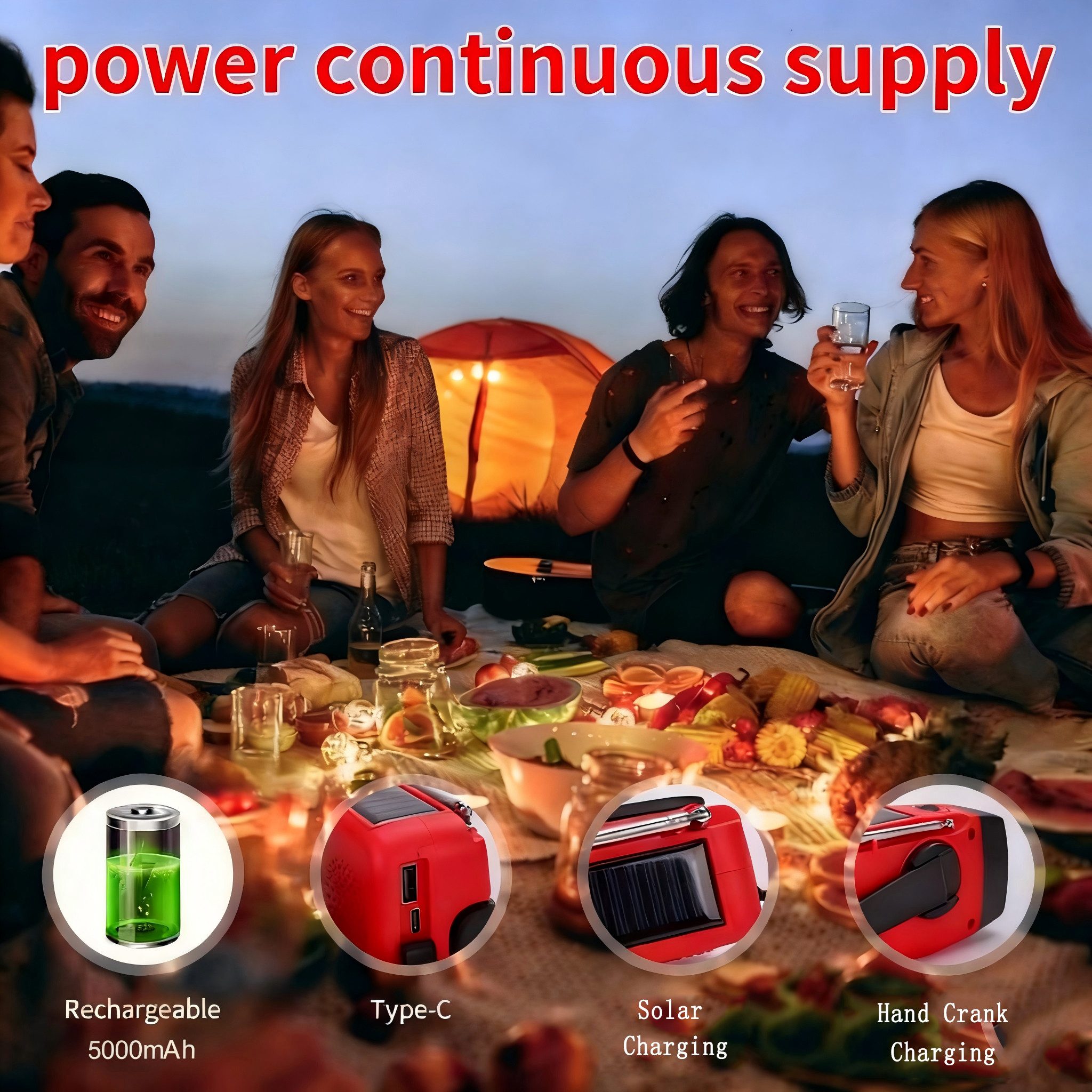 Forrlite Notfallradio, Solar Radio, Tragbares Radio, AM/FM/NOAA Kurbelradio Notfallradio (Led Taschenlampe, SOS-Alarm, handy ladefunktion, für Camping, Ourdoor)