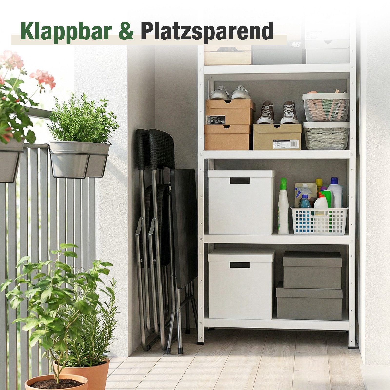 Sekey Balkonset Balkonmöbel Set Klapptisch mit 2 stühlen Bistro-Set Klappbar Rattan, (3-tlg), 3-tlg., Balkon tisch und stuhl, 2x Polyrattan Klappstuhl mit 200 kg