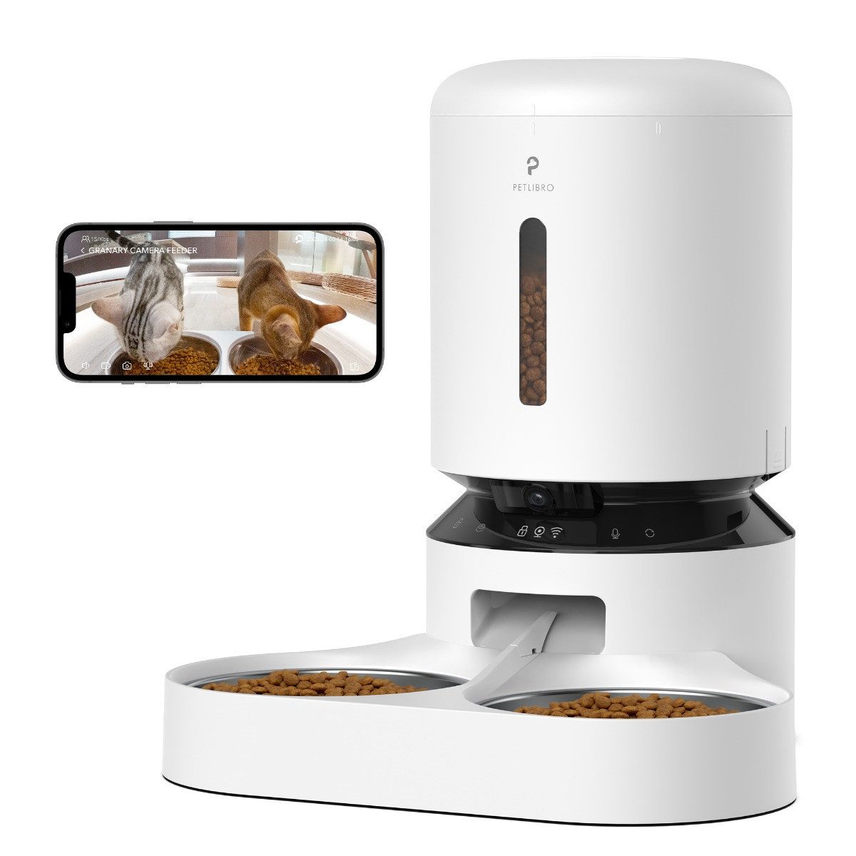 Petlibro Futterautomat Granary Dual, 5 Liter, HD-Kamera, Doppelbehälter, weiß von Petlibro