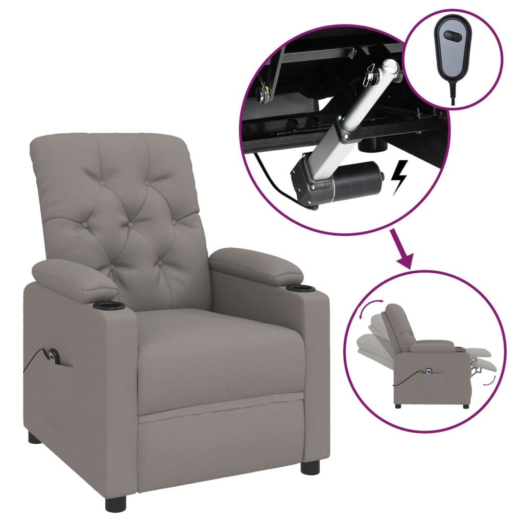 vidaXL Sessel Relaxsessel Elektrisch Taupe Stoff günstig online kaufen