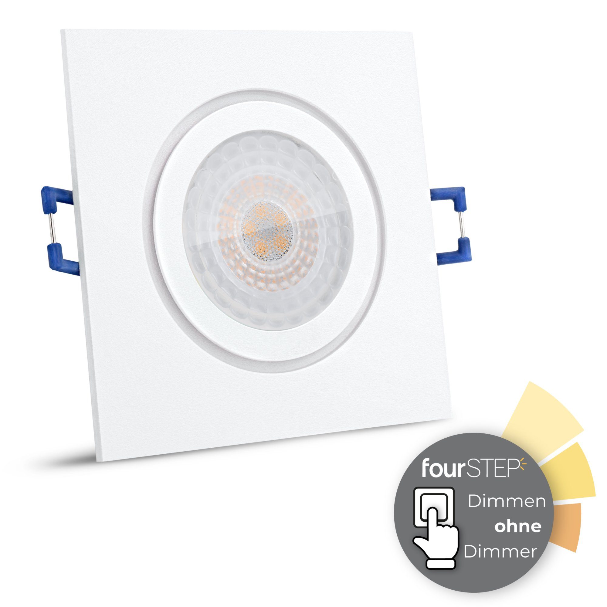 Bad LED SSC-LUXon Außen-Deckenleuchte fourSTEP, QW-2 quadratisch in Einbauspot flach mit Neutralweiß IP44 weiss