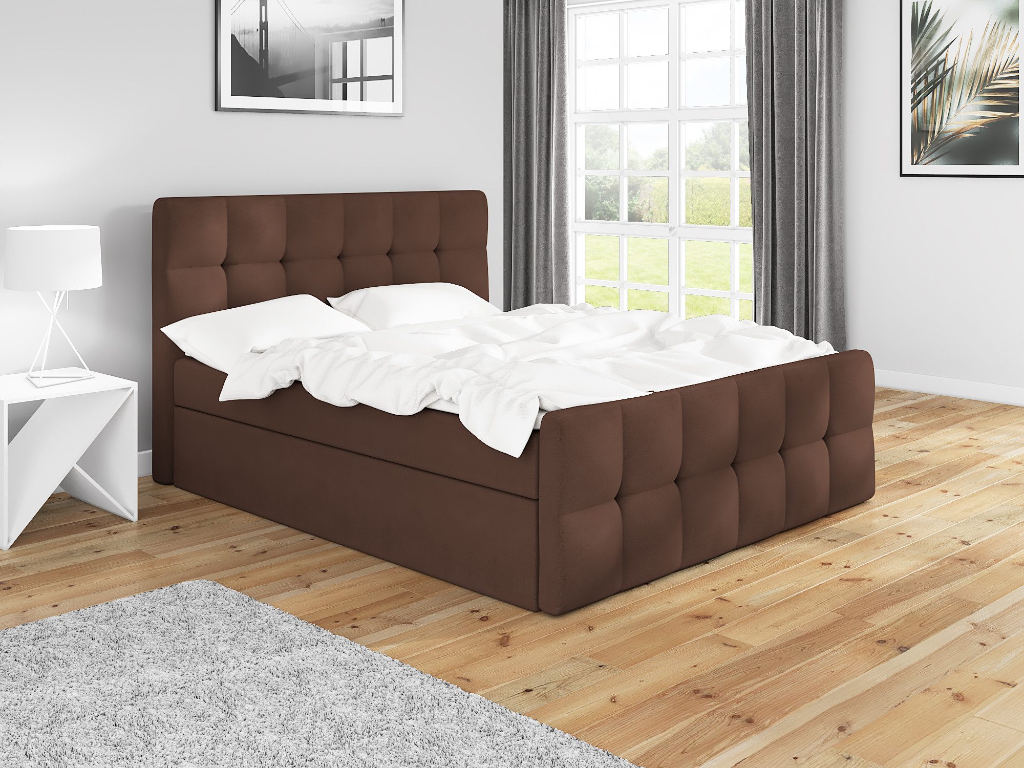 A&J MöbelLand GmbH Boxspringbett BERG mit 2 Bettkästen und Topper. (Boxspringbett mit Bettkasten und gepolstertem Kopfteil. Inclusiv Topper !, TOP ANGEBOT), Länge 216 cm Höhe 106 cm