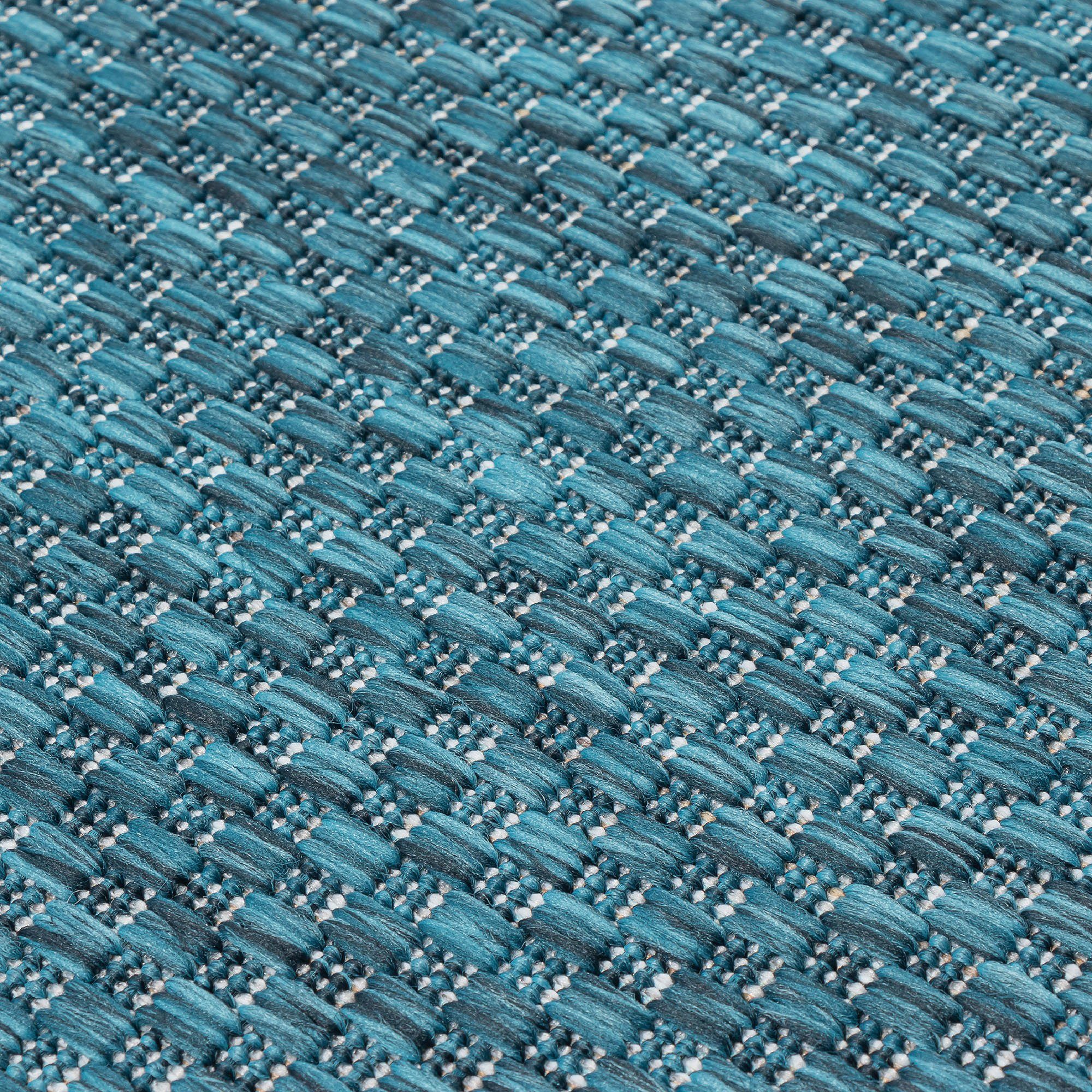 blau Teppich Kurzflor, 8000, Outdoor Höhe: 10 mm, In Melissa Wohnzimmer Sanat, -und geeignet, rechteckig,