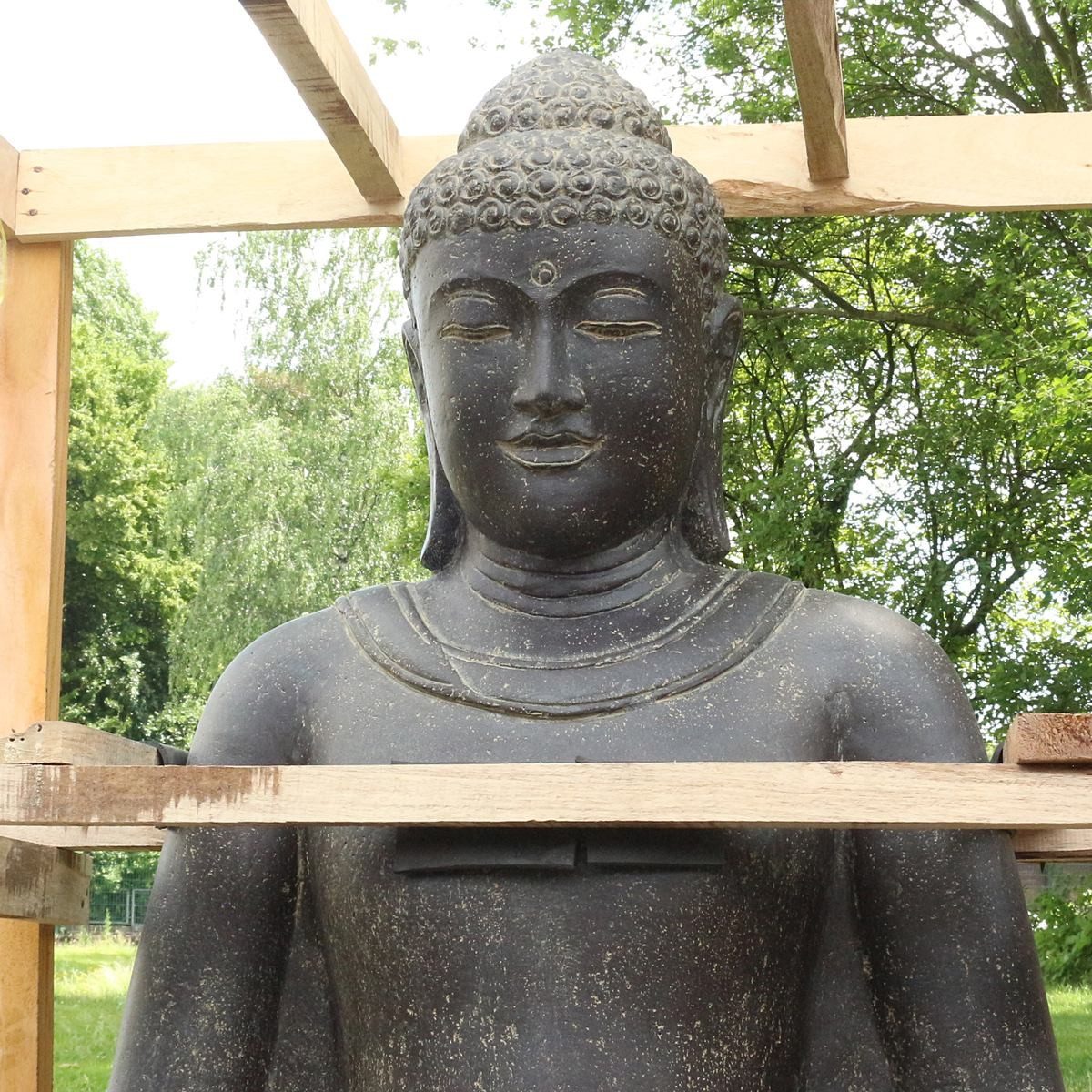 Oriental Galerie Dekofigur XXL Buddha Figur Gartenfigur aus Lavastein Sitzend 150 cm Meditation (1 St)