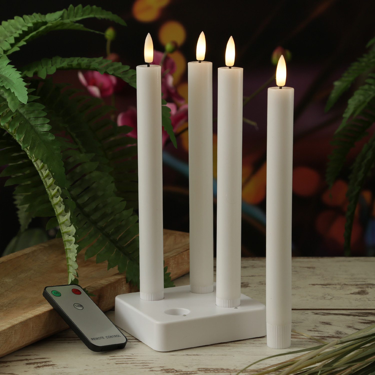 MARELIDA LED-Kerze LED Stabkerzen LISA Tafelkerzen Dinnerkerzen wiederaufladbar weiß 4St., LED Classic, warmweiß (2100K bis 3000K)