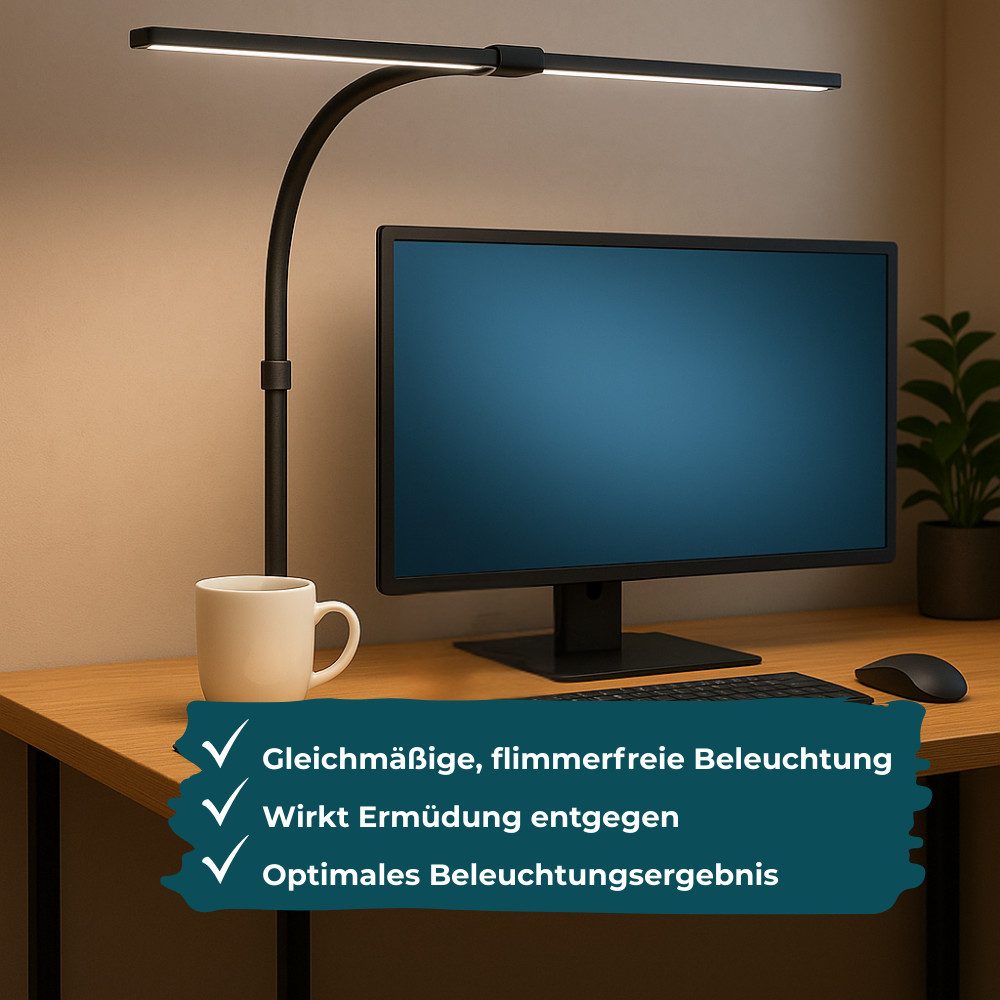 LUXULA LED Tischleuchte LUXULA Tischleuchte 24W 3000-6500K CCT LED Tischlampe Dimmbar Schwarz, LED, warmweiß, neutralweiß, kaltweiß