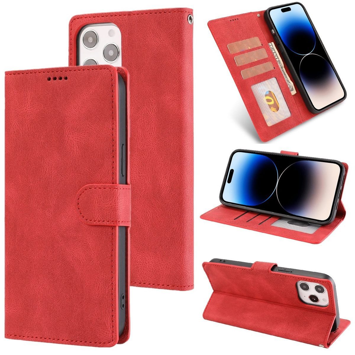 König Design Handyhülle Apple iPhone 14 Pro, Schutzhülle Schutztasche Case Cover Etuis Wallet Klapptasche Bookstyle