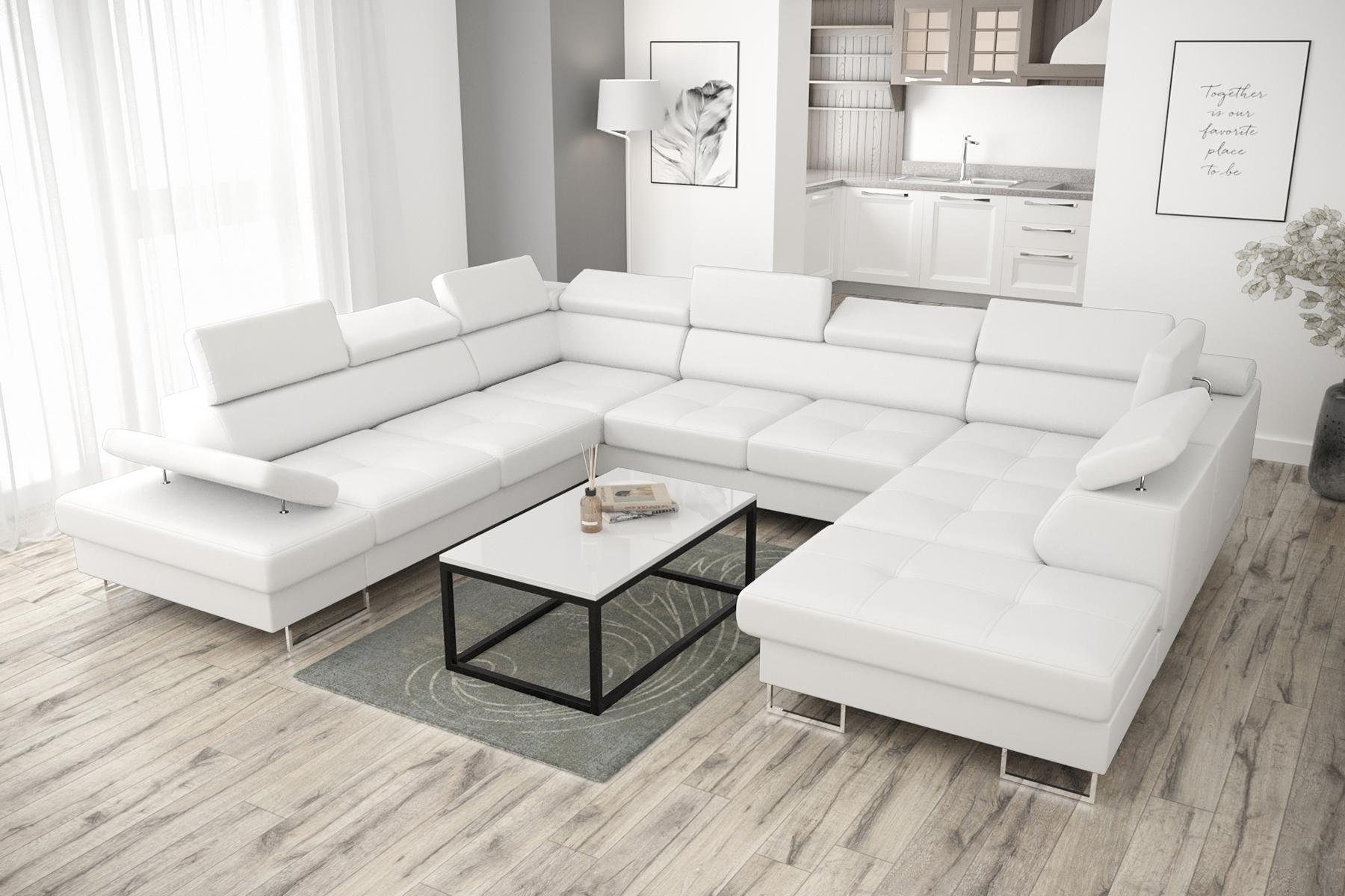 JVmoebel Ecksofa, Wohnlandschaften Ecksofa Couch Textil Leder Polster