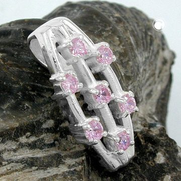 unbespielt Kettenanhänger Anhänger mit pinkfarbenen Zirkonias 925 Silber 21 x 9 mm Schmuckbox, Silberschmuck für Damen