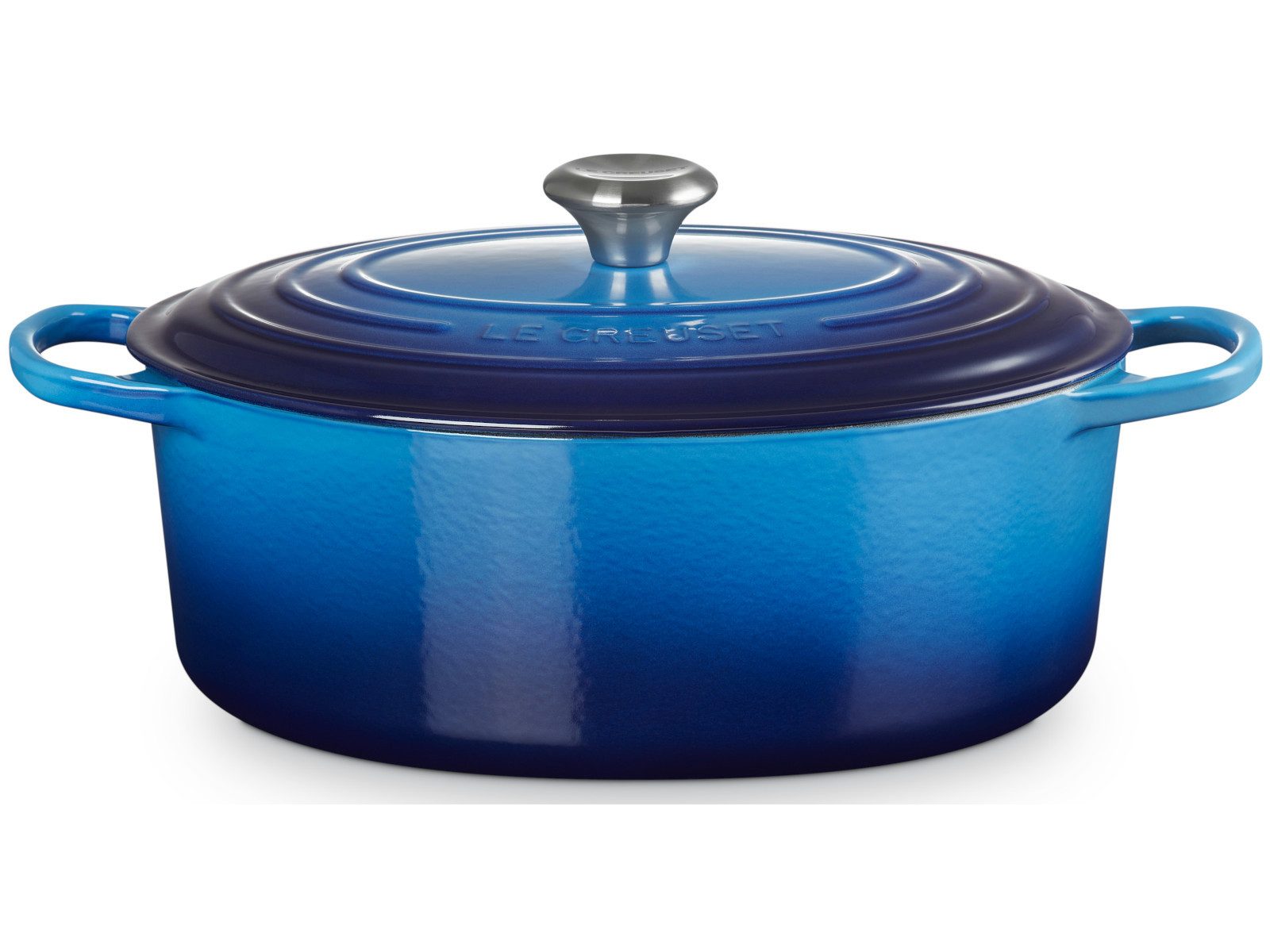 LE CREUSET Кастрюли жаровни Creuset Кастрюли жаровни Signature oval azure 25,7cm, Emailliertes Gusseisen