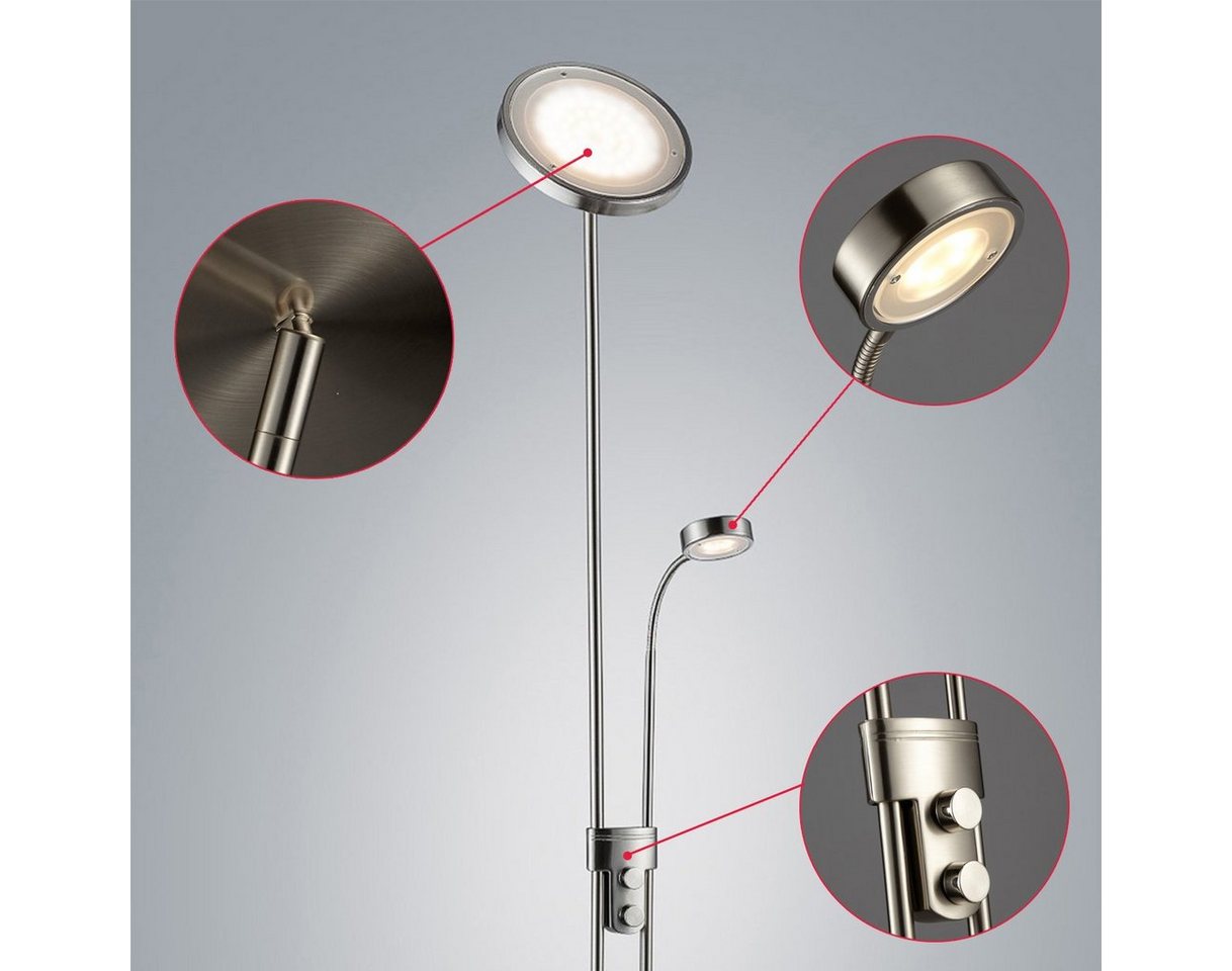 B.K.Licht LED Deckenfluter »Luan«, LED Stehleuchte dimmbar Metall Wohnzimmer Stehlampe schwenkbar inkl. 21W 2.000lm-HomeTrends