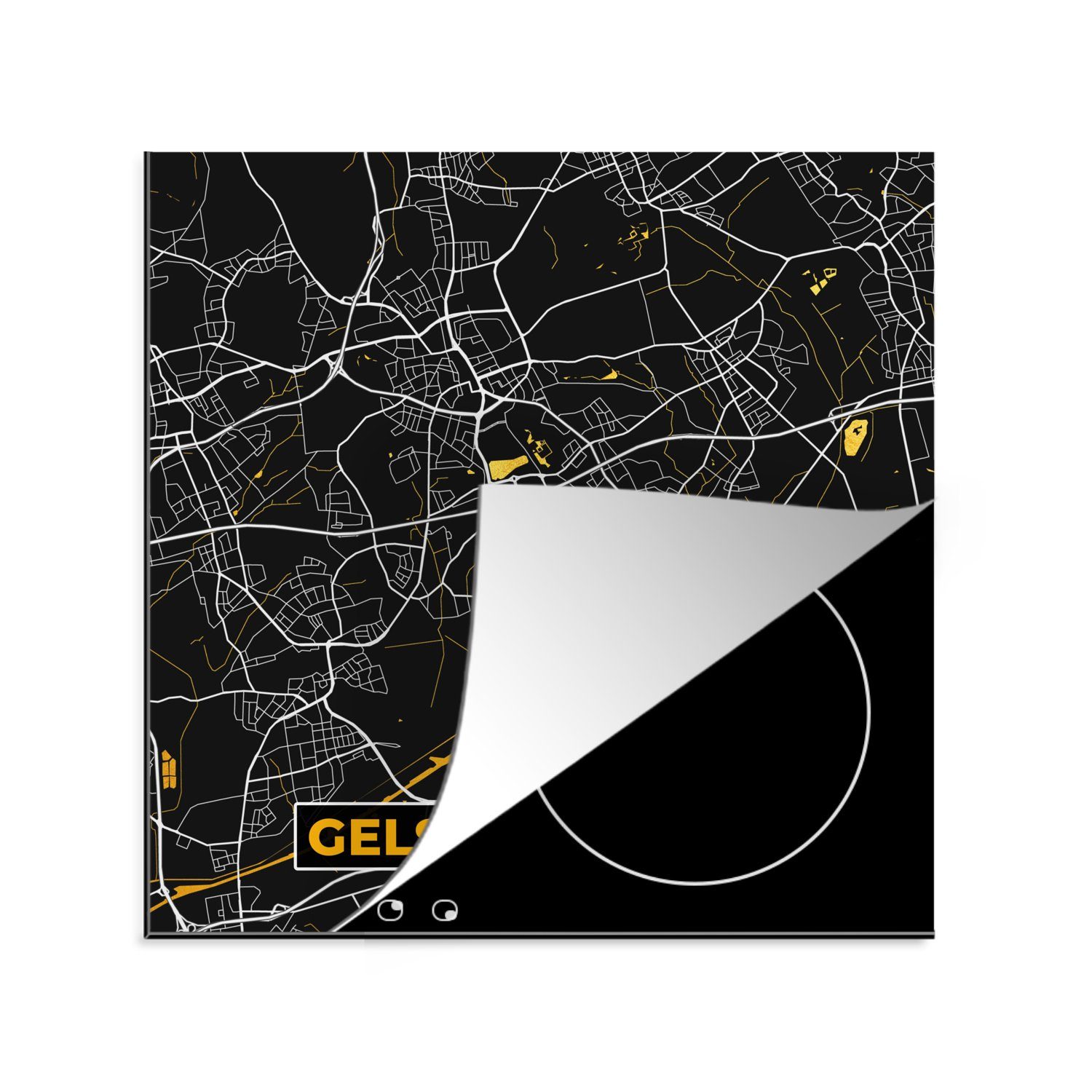 - Gold Arbeitsplatte - Karte Stadtplan, (1 Ceranfeldabdeckung, Vinyl, - küche Gelsenkirchen - 78x78 cm, tlg), Deutschland Herdblende-/Abdeckplatte für MuchoWow