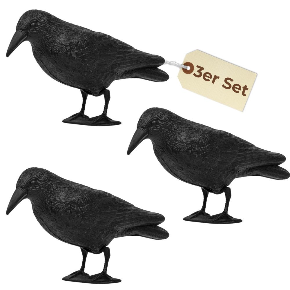 GarPet Vogel-Schreck 3er Set Taubenabwehr Vogelabwehr Krähe Raben Attrappe Tauben Vogel