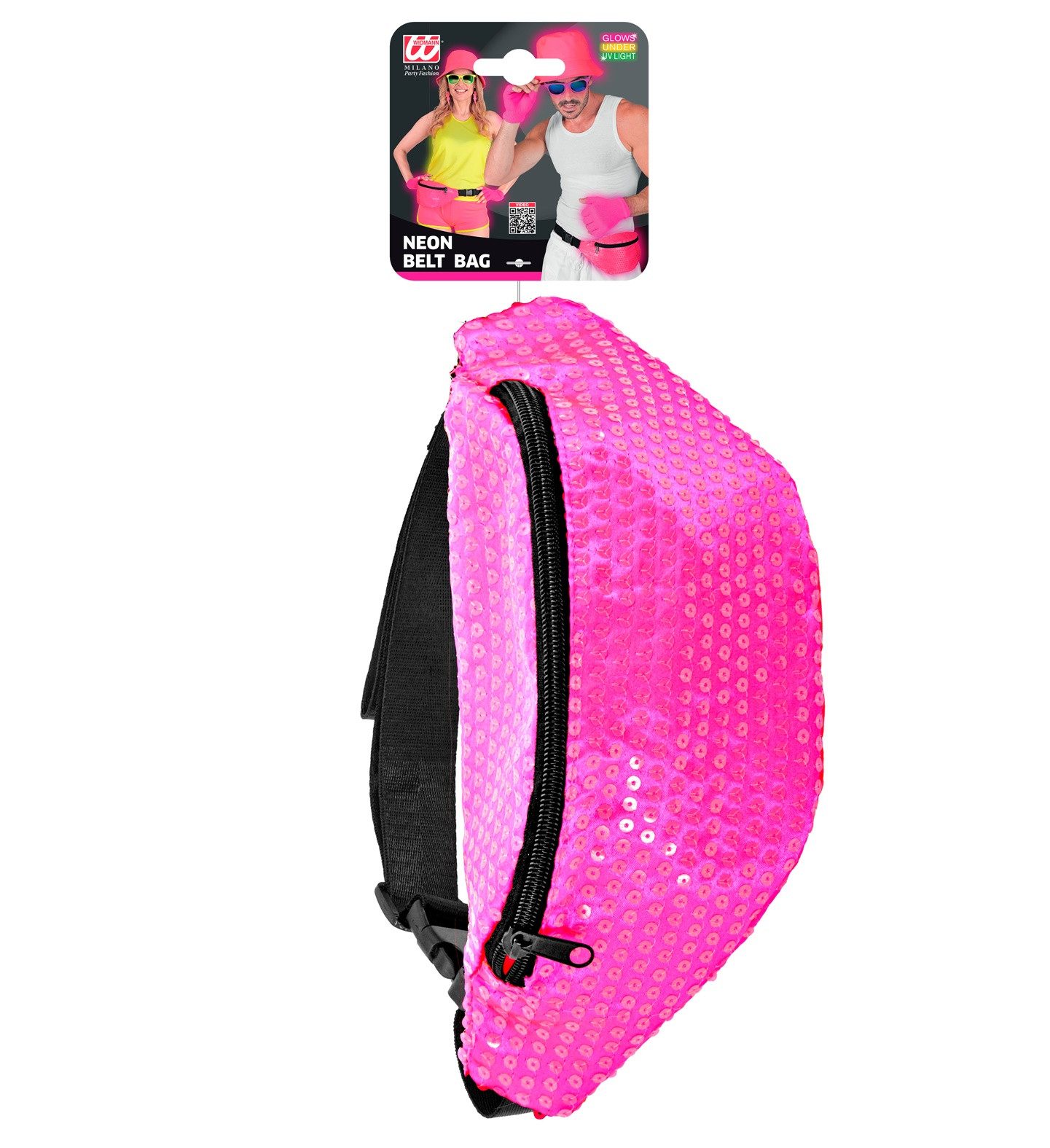 Widmann S.r.l. Kostüm Neon Bauchtasche mit Pailletten, Pink