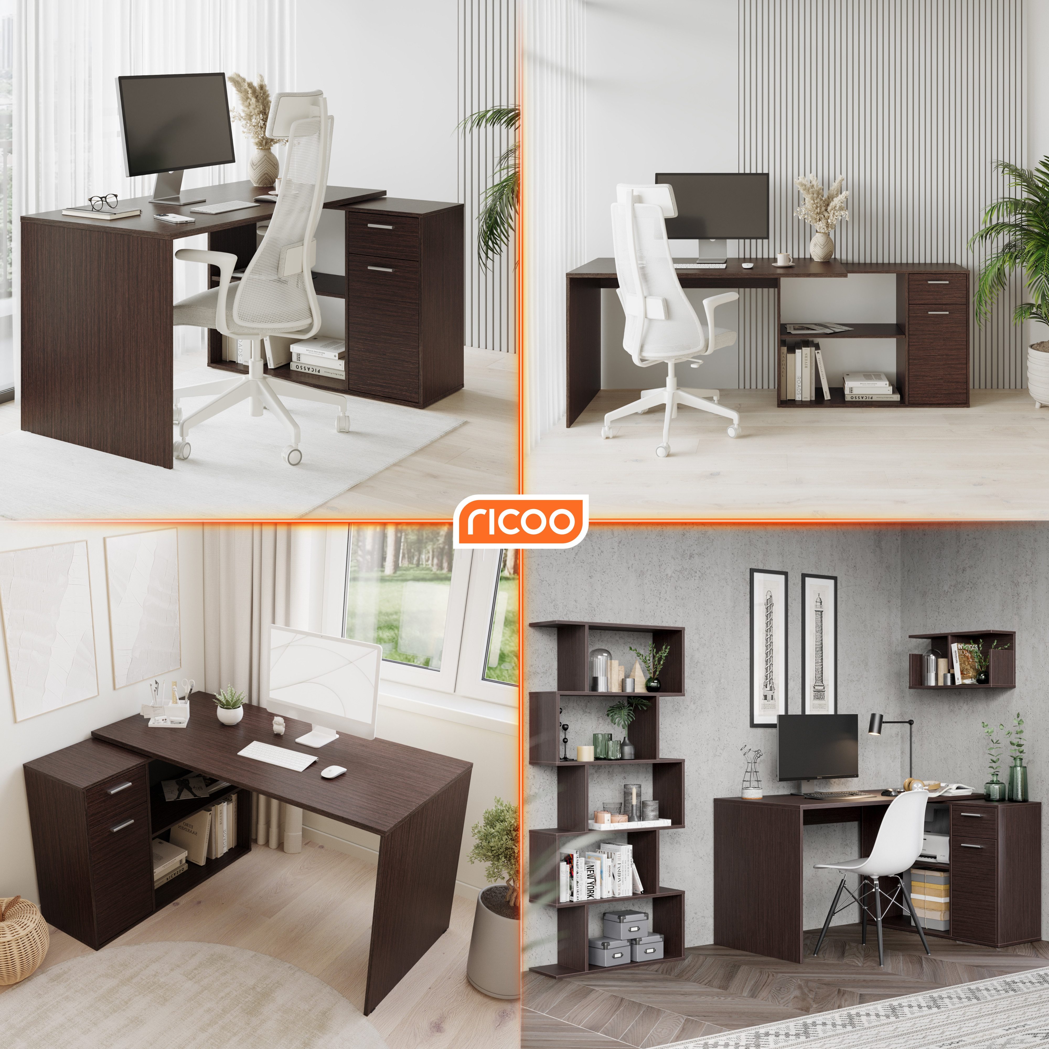 RICOO Eckschreibtisch WM083-FM (1-St), Schreibtisch Bürotisch Ecke für Kind günstig online kaufen