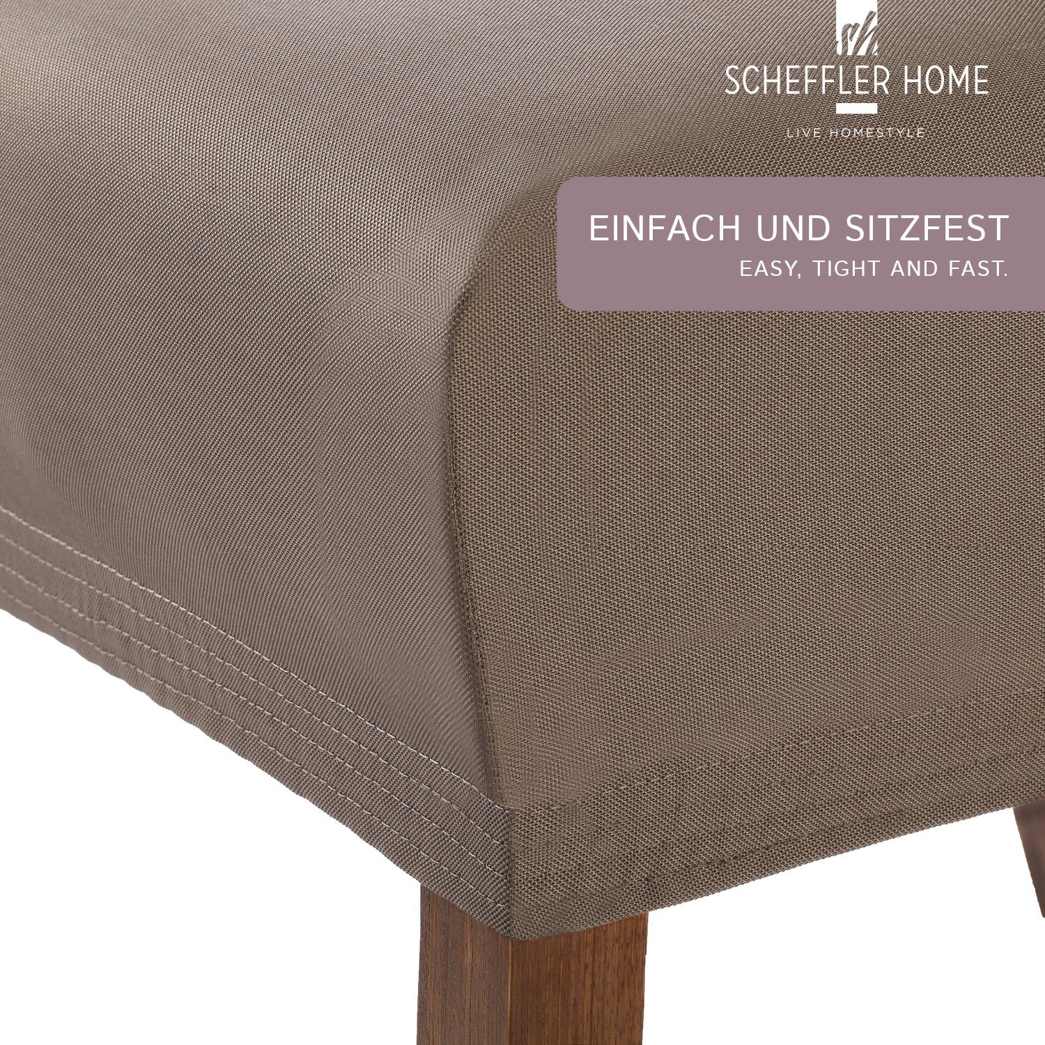 Fleckenschutz LIVE Stuhlabdeckungen elastische Stuhlhusse Taupe Marie Effekt, HOMESTYLE Lotus sh und mit SCHEFFLER-HOME