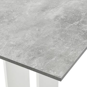 en.casa Küchentisch, »Lindesnes« Säulentisch quadratisch 65x65x78cm betonfarben / weiß